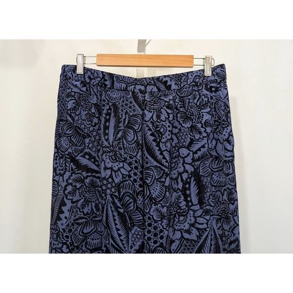 Linea by Louis Dell'Olio Pants Black Blue Floral Print Wide Leg Misses Size M - Picture 2 of 6